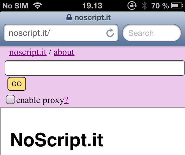 Screenshot of NoScript on iPhone 4S