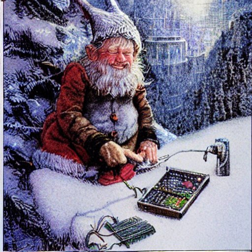 Elf tinkering with electronics - Stable Diffusion